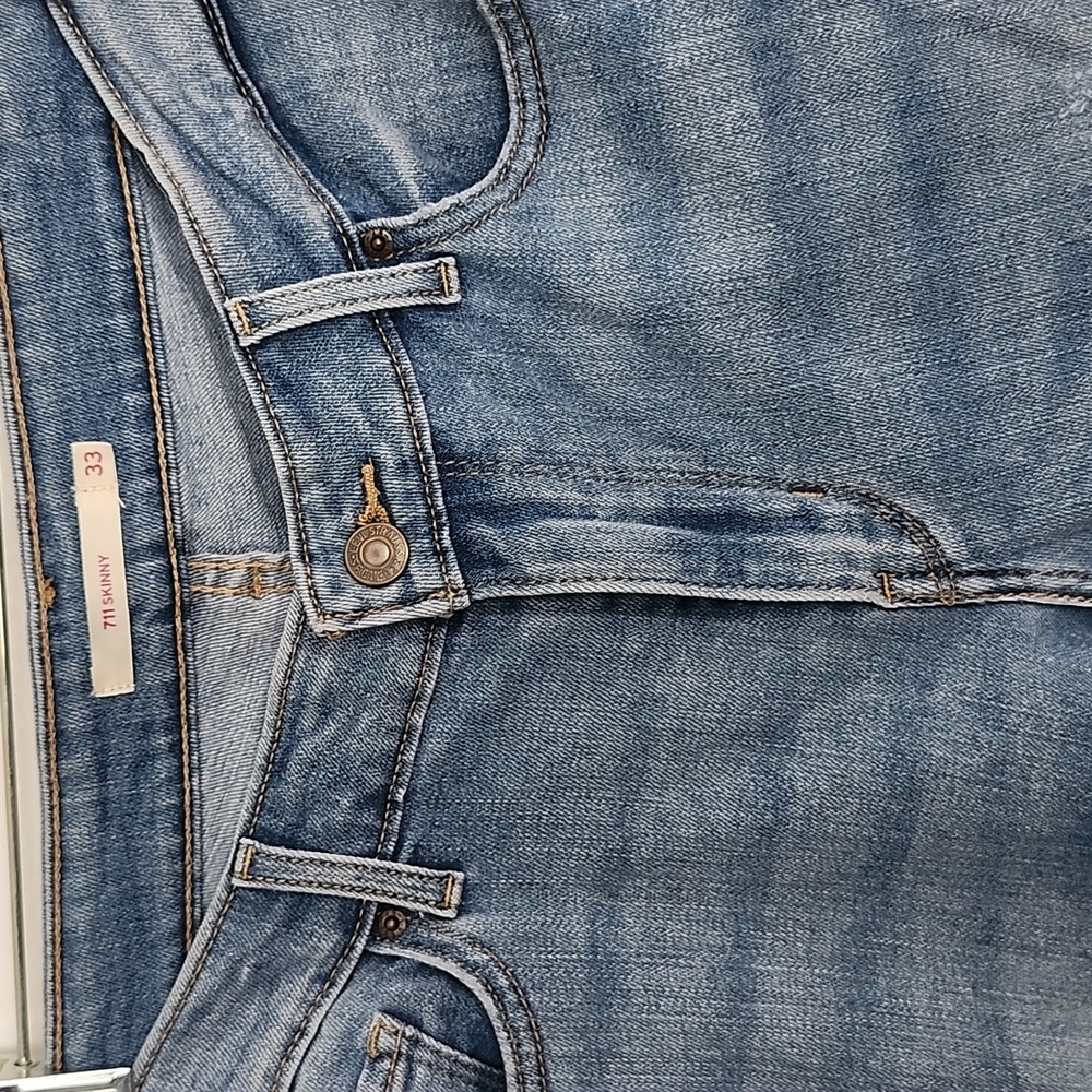 Levi's Classic Blue Distressed Skinny Women Jeans, 33 - Picture 2 of 14